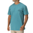 Man wearing a blue Kyle Short Sleeve Tee with a relaxed fit, vintage surf-inspired design, front view, StoreRank.ai All Products