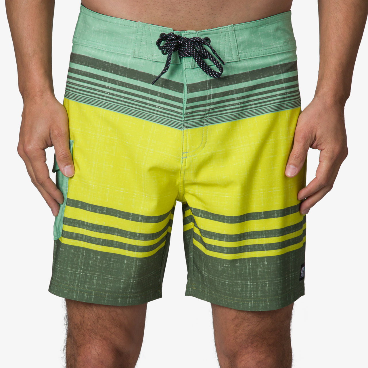 Casey Stripe Boardshort 17" - Fair Green - Front View