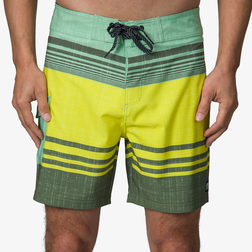 Casey Stripe Boardshort 17" - Fair Green - Front View