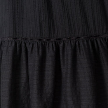 Close-up of textured black cotton fabric detail on Yuni Maxi Dress from StoreRank.ai All Products collection.