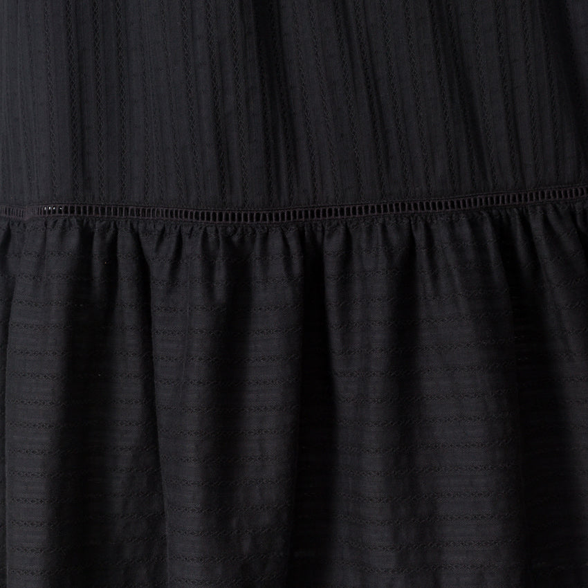 Close-up of textured black cotton fabric detail on Yuni Maxi Dress from StoreRank.ai All Products collection.