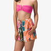 Front view of Eve Flutter Short with vibrant floral pattern, lightweight fabric, perfect for beachwear and active lifestyles.