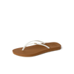 Cushion Slim women's sandal facing right, white straps with tan cushioned footbed, surf-inspired comfort and arch support.