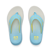 Top-down view of blue and yellow Cruiser sandals for men with anatomical arch support and soft cushioning for beach comfort.