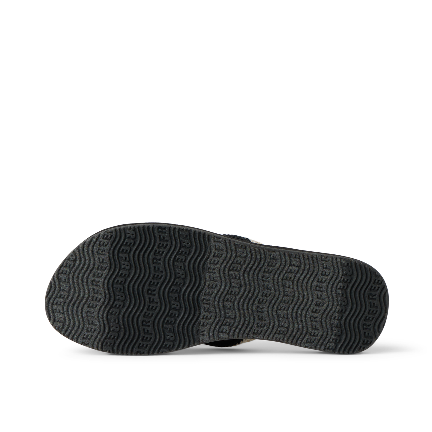Baja Maria women's black vintage sandal sole facing up, showing durable, water-friendly tread with arch support.