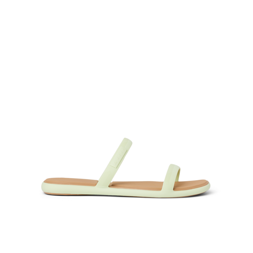 Side view of Water Willow Marina sandal in aloe green for women, featuring lightweight, cushioned comfort and arch support.