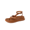 Vista Luxe Sierra women's brown leather sandal facing right, showing cushioned footbed and adjustable ankle strap.