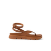 Vista Luxe Sierra sandal facing right, brown leather, ankle strap, soft-rebound cushioning, anatomical arch support beach shoe