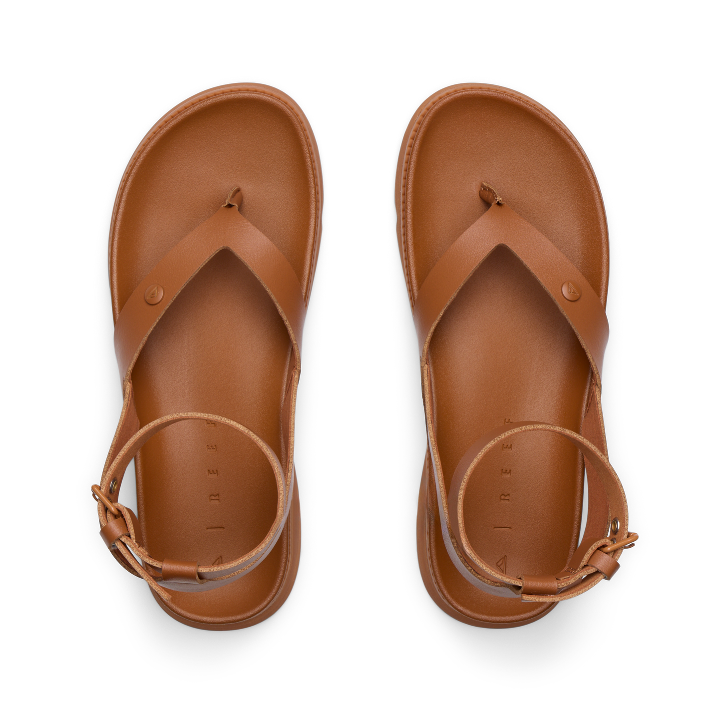 Vista Luxe Sierra women's brown leather sandals top view, facing forward, beach-inspired comfort and durability.