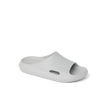 Kids Rio Slide in light grey facing right, close-up of front and side, breathable, water-friendly, cushioned slides for kids.
