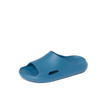 Kids Rio Slide in blue, right-facing, close-up of top and side, featuring soft cushioning and water-friendly design.