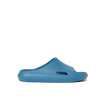Kids Rio Slide in navy facing right, close-up side view, showcasing water-friendly, cushioned beach footwear for kids.