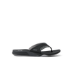 Cushion Fanning black flip flop sandal facing right with arch support and soft cushioning, designed for beach comfort.