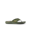 Side view of green Cushion Fanning flip flop sandal with anatomical arch support and soft cushioning for beach comfort