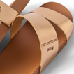 Close-up of the front straps of Cushion Vista sandal for women in bronze with anatomical arch support and soft cushioning.