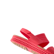 Reef Water Vista women's red platform sandal facing left, showcasing cushioned sole and adjustable strap for comfort.