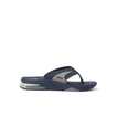 Fanning + men's navy and grey flip flop facing right with soft-rebound cushioning and anatomical arch support