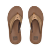Top view of men's Fanning + brown sandals with anatomical arch support and soft-rebound cushioning for beach comfort.