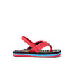 Little Ahi sandal for boys facing left, showing red straps and patterned footbed, designed for beach comfort and durability.