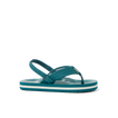 Little Ahi boys' sandal facing left, teal with striped footbed, featuring soft-rebound cushioning and arch support.