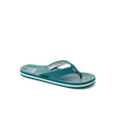 Kids Ahi flip flop facing right, teal stripes, featuring anatomical arch support and soft-rebound cushioning for comfort.
