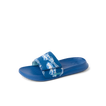 Kids Salty Slide facing left, close-up of royal blue slide with surf-inspired strap and molded footbed for comfort.
