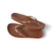 Vista Ivy women's brown flip flops facing left, close-up of footbed and straps with anatomical arch support