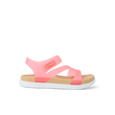 Little Cali Coastin sandal for girls facing left, showing lightweight pink straps and cushioned arch support sole.