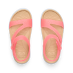 Little Cali Coastin girls’ sandals top view, pink with glitter straps, featuring comfort and arch support for littles.