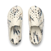 Top-down view of Glider shoes with black and beige marbled pattern, water-friendly and comfort-focused for beach and everyday use.