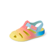 Little Totally Beachin girls’ sandal facing right, showcasing front and side, in blue ombre with arch support and cushioning.