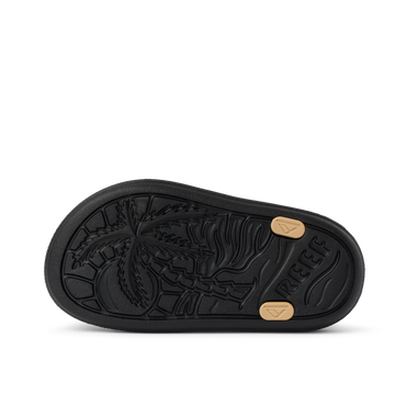 Little Totally Beachin sole facing up showing wave and palm tree design with durable, water-friendly comfort features