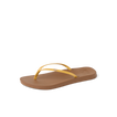 Cushion Slim womens sandal facing right with golden apricot straps, soft-rebound cushioning, and arch support for beach comfort.