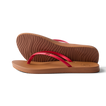Pair of Cushion Slim women's sandals facing right, side and sole view, red straps, beach-inspired water-friendly design.