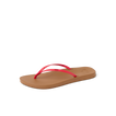 Cushion Slim women's sandal facing left with tan sole and red slim straps, featuring soft-rebound cushioning and arch support.
