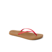 Cushion Slim women's sandal facing right with slim red straps and tan cushioned sole, water-friendly beach footwear.