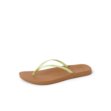 Cushion Slim women’s sandal facing right with lime sherbert straps, soft cushioning, and anatomical arch support.