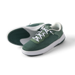 Shoreline Del Mar men's green sneaker facing right, close-up on front with breathable mesh and cushioned sole for comfort.