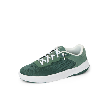 Shoreline Del Mar men's sneaker facing right with green breathable upper, white sole, and lace-up comfort design