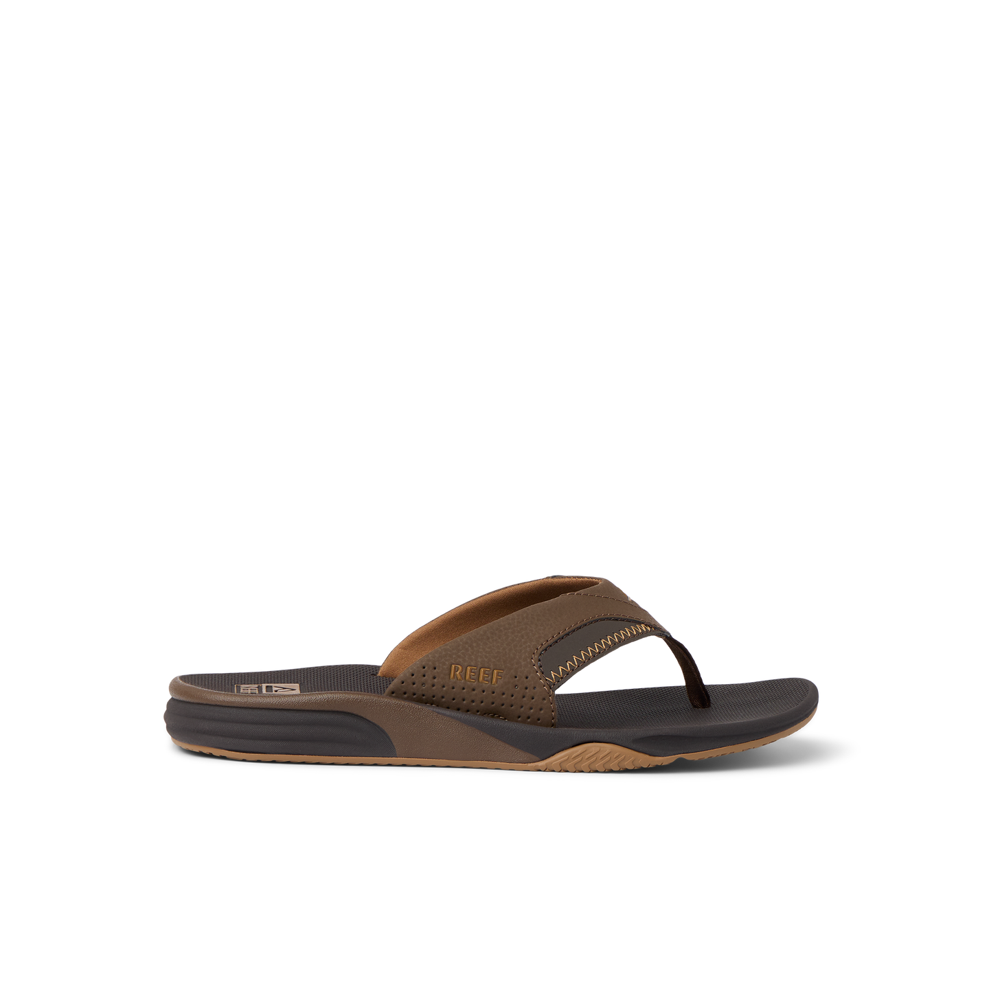 Cushion Fanning sandal facing right with anatomical arch support, soft-rebound cushioning, beach-inspired comfort design.