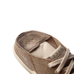 Close-up of the Neptune HT tan sneaker collar and padded tongue showing breathable knit upper and REEF label.