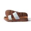 Vista Luxe Thea women's sandals in dusty blue facing right, showing side profile and sole for comfort and durability.