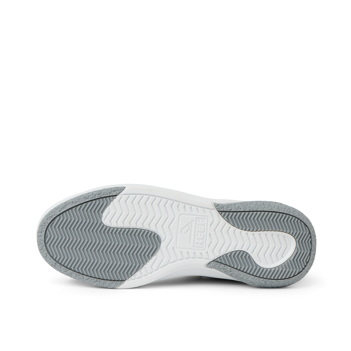 Shoreline Del Mar shoe sole facing upward showing durable, water-friendly outsole with enhanced arch support for comfort.