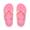 Little Charming pink girls’ sandals viewed from above showing soft straps with heart detail, designed for comfort and beach wear.
