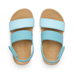 Top view of Little Water Vista girls' light blue sandals with adjustable straps and cushioned footbeds for beach comfort.