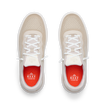 Top view close-up of Shoreline Del Mar men's shoes in white with mesh, featuring REEF branding and cushioned insoles.