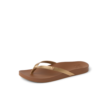 Vista Ivy women's right-facing sandal in sunset bronze with soft-rebound cushioning and anatomical arch support, close-up side view.