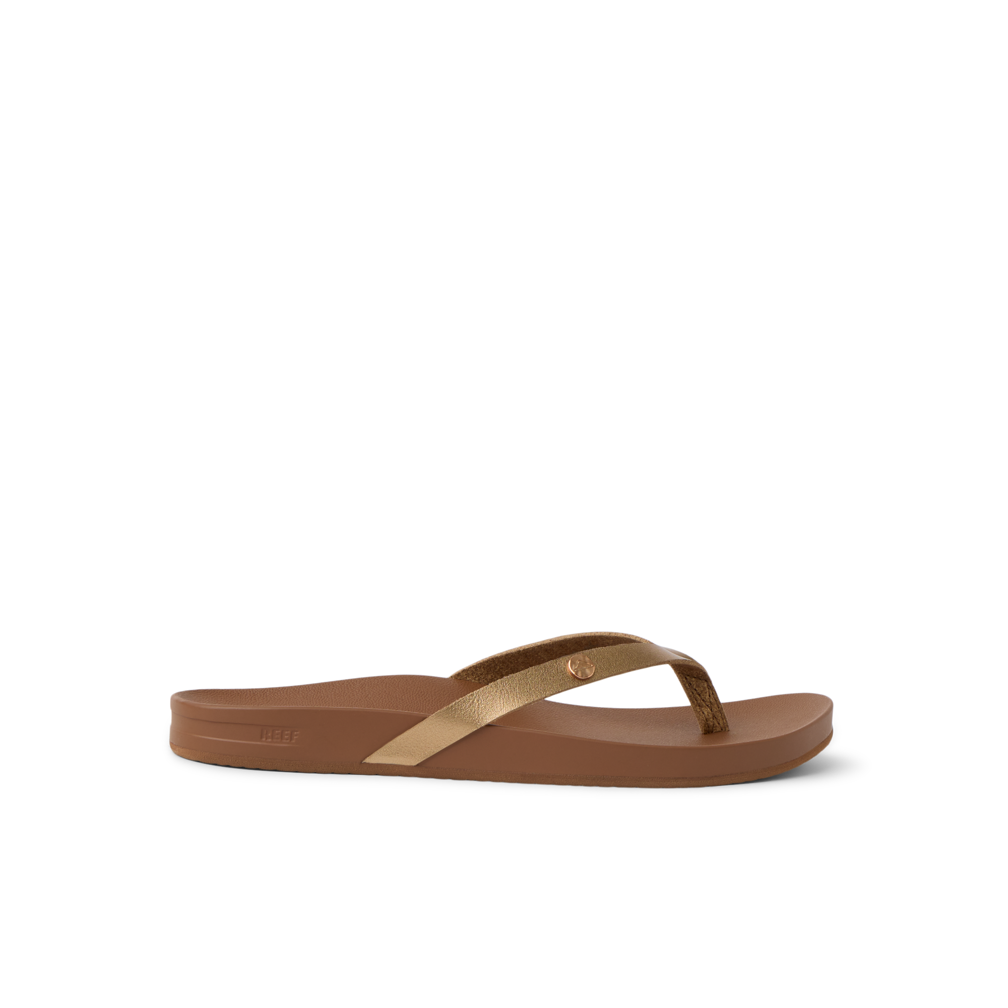 Vista Ivy women's right-facing sandal with bronze straps, anatomical arch support, and soft-rebound cushioning for all-day comfort.