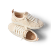 Neptune Alana women's sneakers in light floral fabric, right shoe side view, left shoe top view, beach-inspired comfort design.