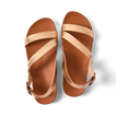 Vista Isabella women's sandals top view facing upward with bronze straps, featuring comfort cushioning and arch support.